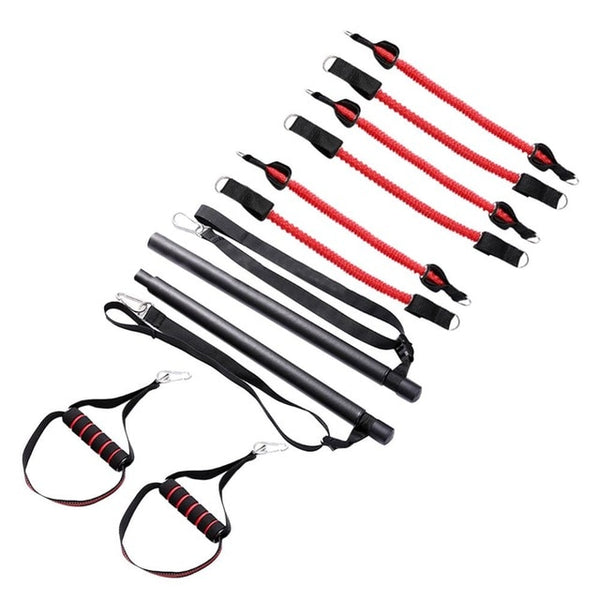 Fitness Rod Resistance Band Assemble Resistance Bar with Adjust Belt Portable Home Gym Pilates Bar System Full Body Workout Equi